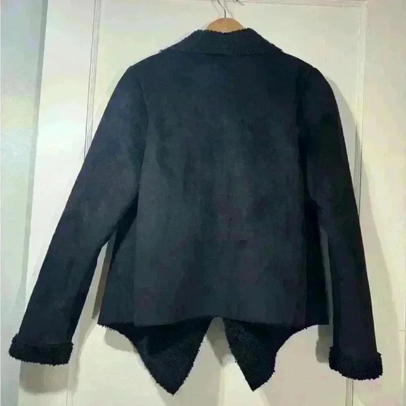 NWT Missguided Faux Shearling Waterfall Jacket Black - Picture 3 of 8